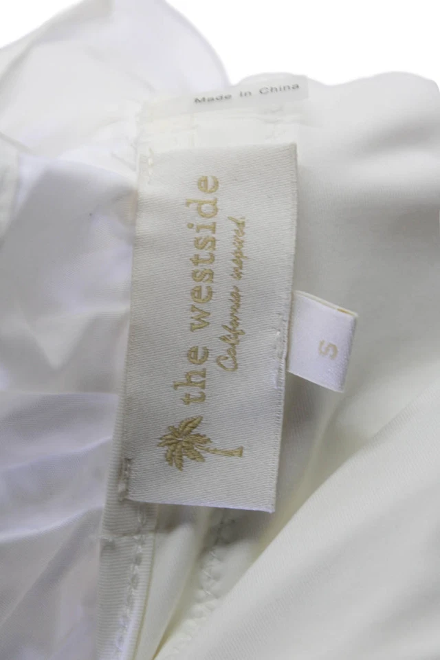 The Westside Mujer Texturizado Cuello en V Sin Mangas Volantes Natación Una Pieza Blanco Talla Foto 4 de 4