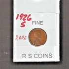 1926 S   FINE   LINCOLN  CENT     FINE   1926S    /  RS COINS #52Q FREE SHIP