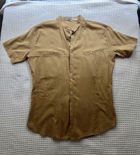 Vintage Giorgio Armani Mainline Pinstripe Shirt Band Collar 80s 90s Italy 41 M/L
