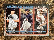 AL Leaders ERA (Cole/Gray/Bradish) 2024 Topps Silver Crackle Foil #324