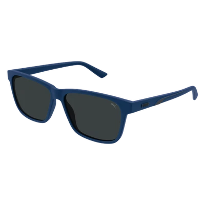 PUMA PU0467S-003 Lunettes de Soleil Wayfarer Bleu Gris Nylon 100% UV - Photo 1/3