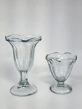 Premium Glass Tulip Sundae Ice Cream Bowl, Set of 2, Medium and Small