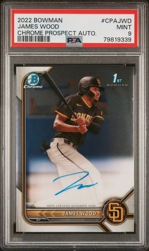 James Wood Bowman Chrome Auto PSA 9 2022 Prospect Auto 💎
