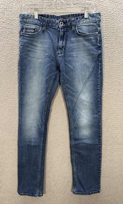 Calvin Klein Jeans Mens 30x30 Blue Slim Straight Stretch Distressed Denim Preppy