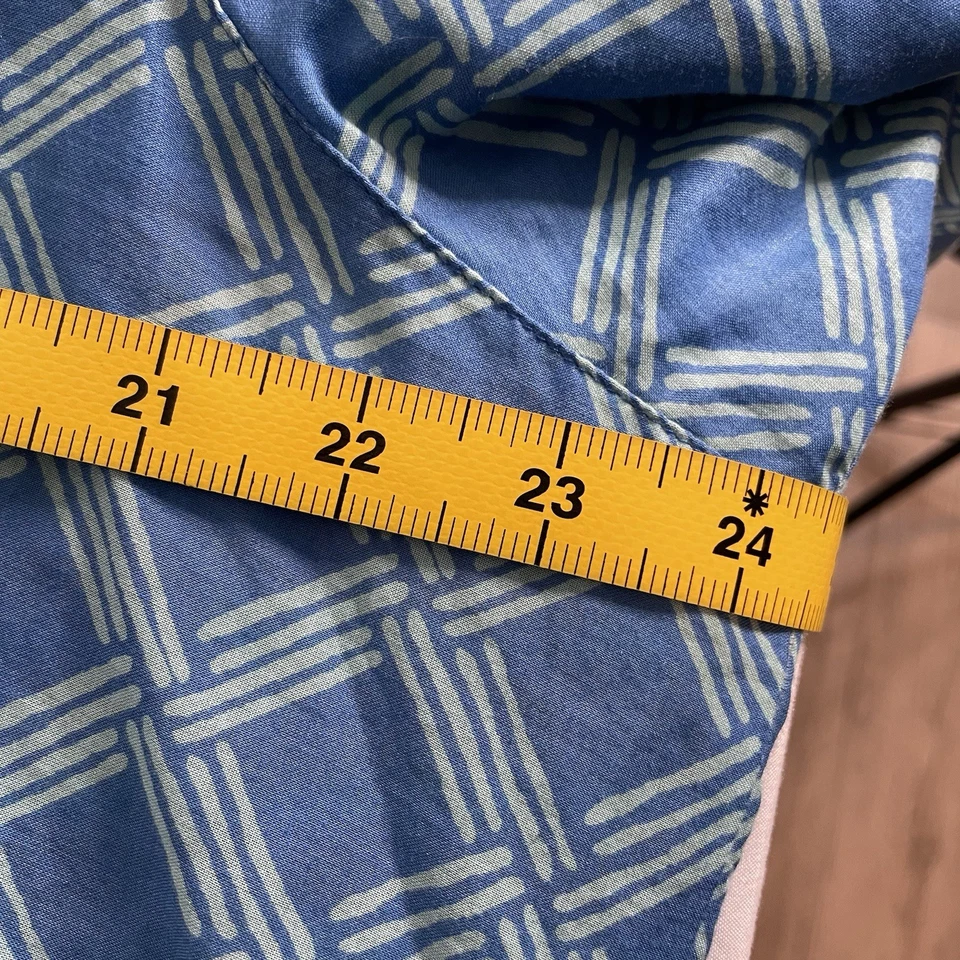 Top Coldwater Creek Azul Estampado Geométrico Algodón Popover Talla 2X Ligero Boho Foto 4 de 4