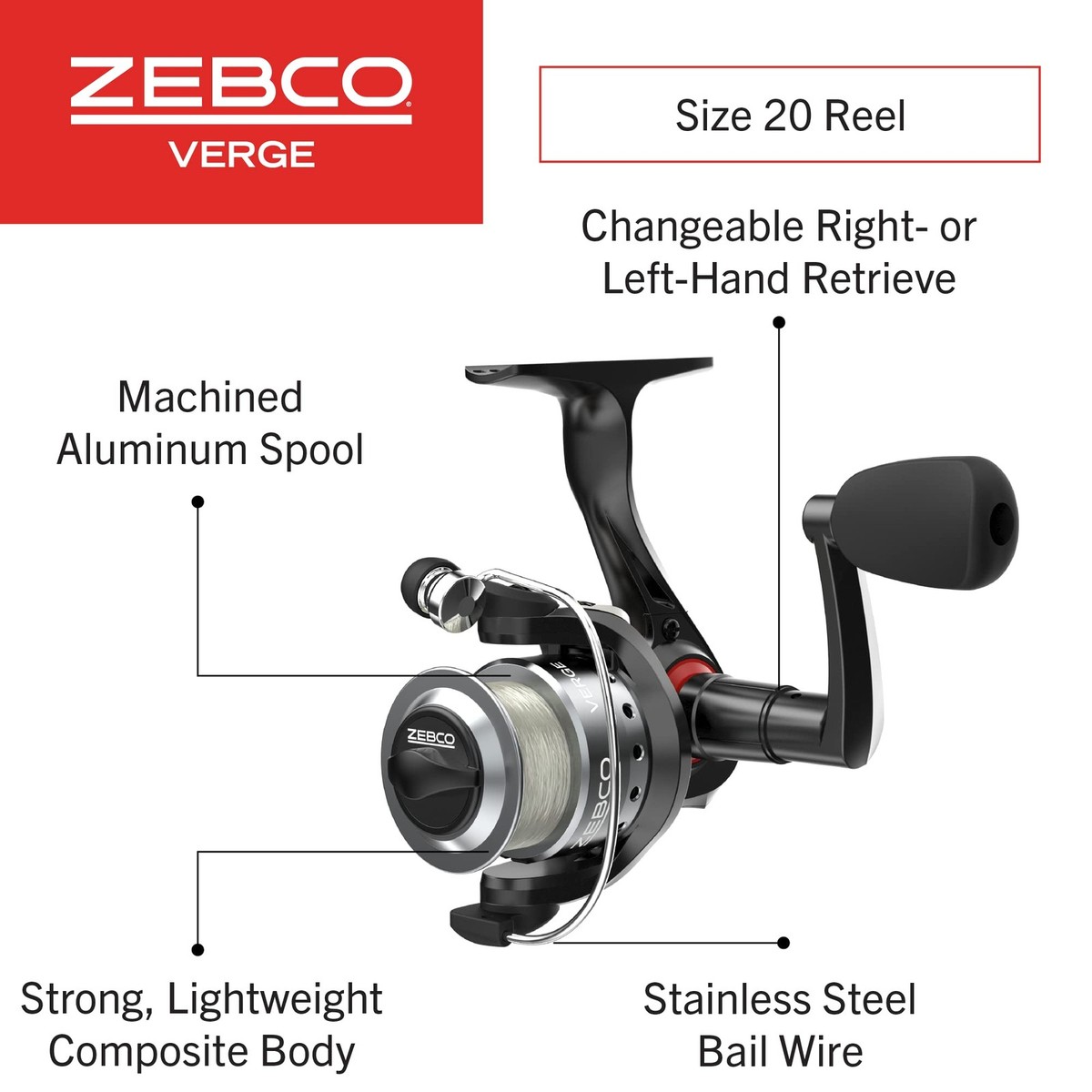 Zebco Verge Spinning Reel and Fishing Rod Combo, 6-Foot 2-Piece