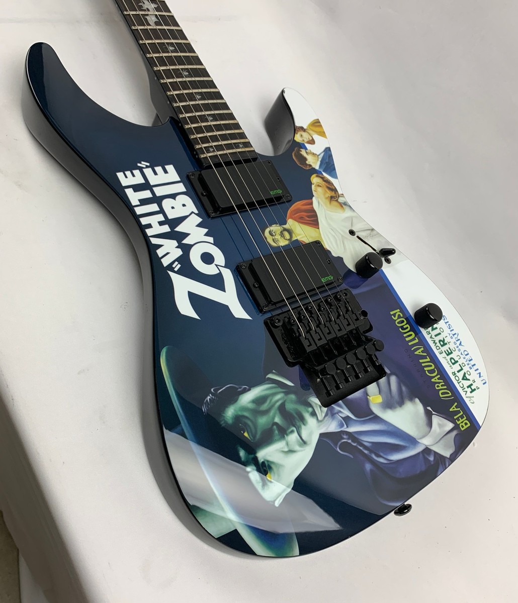 ESP LTD KH-WZ Kirk Hammett White Zombie Black Guitar + Tombstone