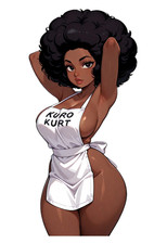 2562 Ebony Cutie Sticker, Made In USA, Laminated, Sexy, Waifu, Busty, Afro