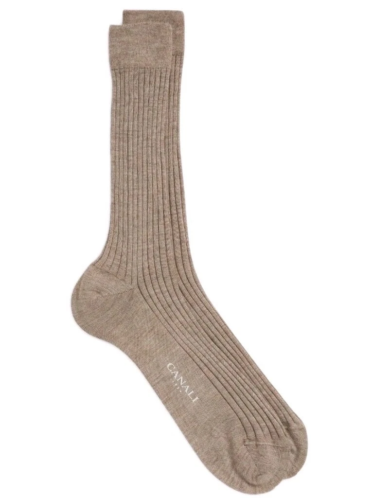 CANALI Ribbed Cashmere/ Silk Dress Socks Tan Sz Medium
Opens in a new window or tab