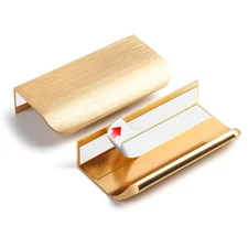 Self Adhesive Cabinet Pulls 5 Pack 3 inch Stick on Handles Gold Color