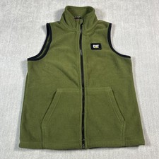 CAT Caterpillar Kids Fleece Vest Green Full Zip Size 7/8