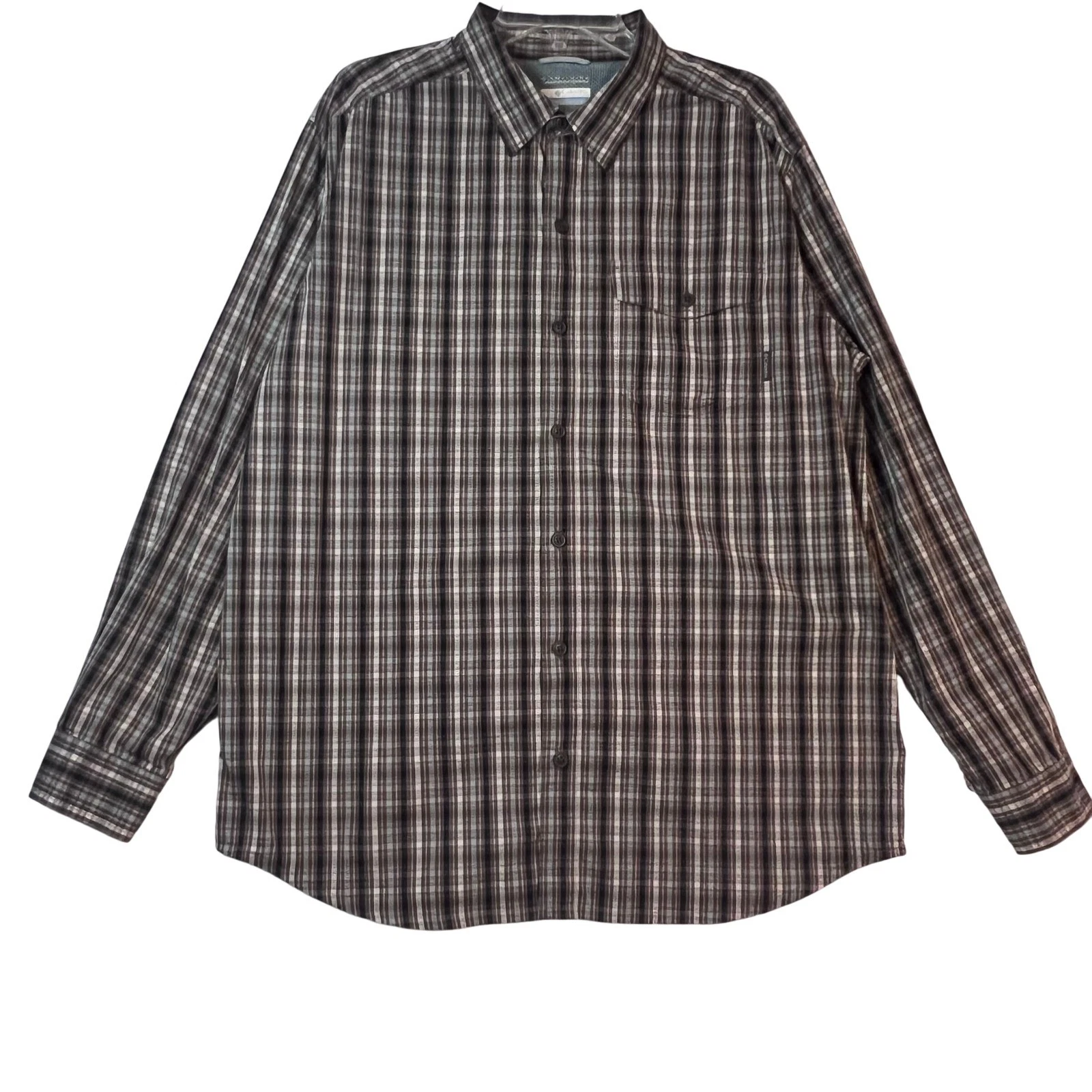 Columbia Mens Large Plaid Button Down Long Sleeve Shirt Hiking Casual Fishing