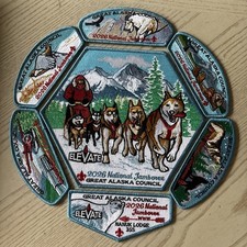 Juego de parches BSA 2026 National Jamboree ELEVATE Great Alaska Council + solapa OA