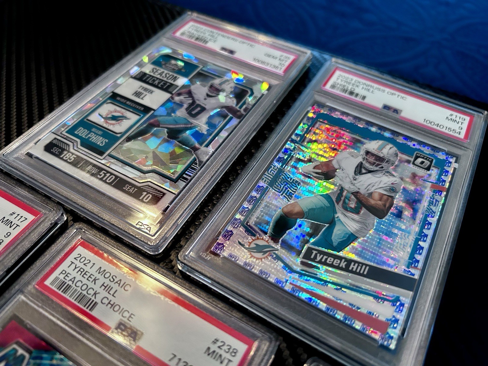 Tyreek Hill PSA Lot! PEACOCK - CRACKED ICE - OPTIC SHIELD - RATED RC - PRIZM RC view 8