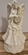 St. Nicholas Square Porcelain Guardian Angel Music Box - Hark The Herald Angel