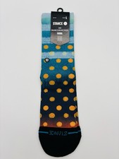 STANCE Wade Collection L 3-5.5 Youth Kids Socks Crew Unisex Blue Polka Dot