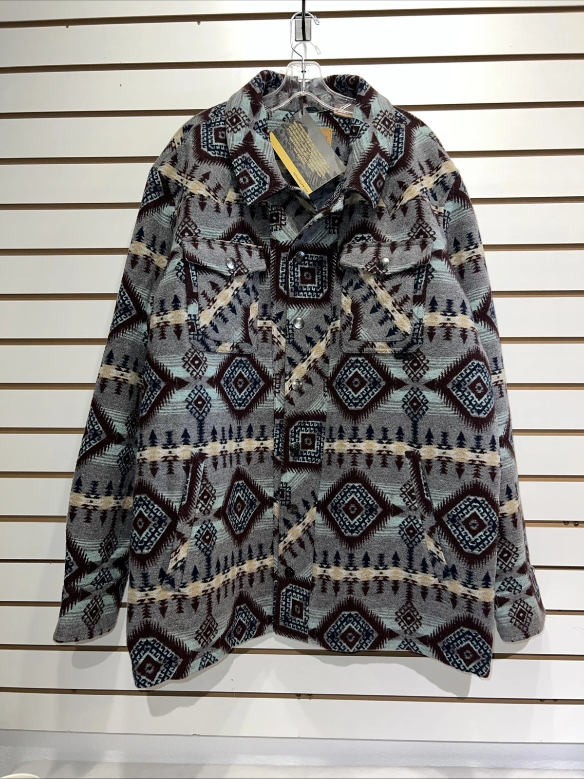 Power Rivers Outfitters Mans Warm Jacket. Lined. XXL Native Print Gray, Brown,