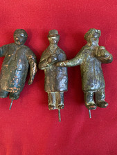 Lot of 3 Vintage Lead Metal Toy Figures Men with Spikes/Pins, Unpainted