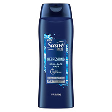 Suave Men Face  Body Wash, Refreshing Body Cleanser for Moisturized Skin, With