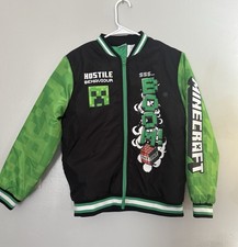 Minecraft creeper bomber jacket hostile boom boys size XL 14/16