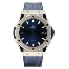 Hublot Classic Fusion Titanium Automatic 42mm Blue Leather Watch 542.NX.7170.LR