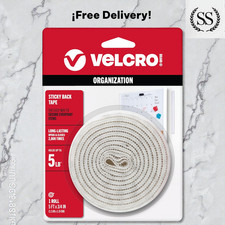 White Sticky Back Hook Loop Tape Roll 5ftx3/4in Adhesive Strip Fastener Home Pro