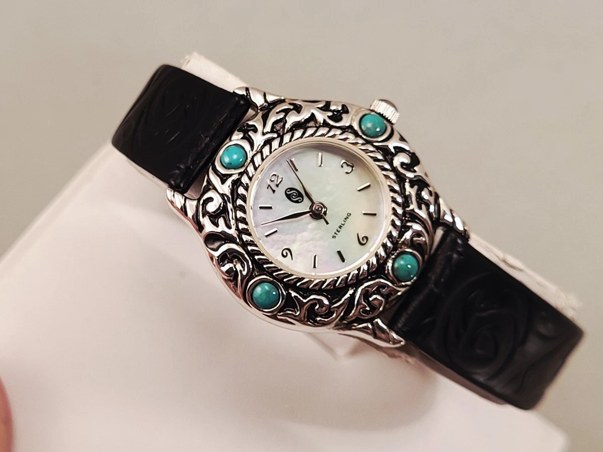 Carolyn Pollack Women Watch 21mm 925 Sterling Turquoise Beaded New Battery 6.25\