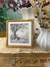 Bunnies in Nature Framed Easter Artwork, Black and White, 12" x 12", by My Texas