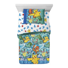 Pokemon Twin Comforter Bedding Set - 4-Piece Polyester Fun for Kids