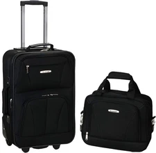 Rockland Fashion Softside Upright Luggage Set, Expandable, Small, Black 