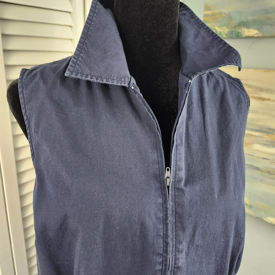 Chaleco Top De Colección Y2K Cherokee Azul Marino Cremallera Talla M Cuello Sin Mangas 100% Algodón Foto 3 de 4