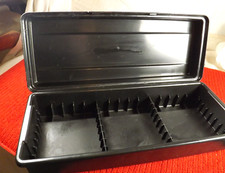 Two ALPHA Black Plastic Audio Tape Cassette Storage Case Vintage