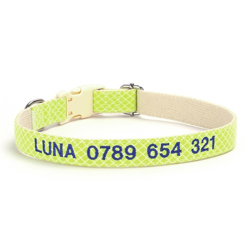 Glitter Nylon Personalised Dog Collar Embroidered Custom ID Name Phone Number - Picture 10 of 29