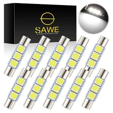 10 x SAWE White LED Sun Visor Vanity Mirror Lights Bulb T6 6612F 6614F 6641 28mm