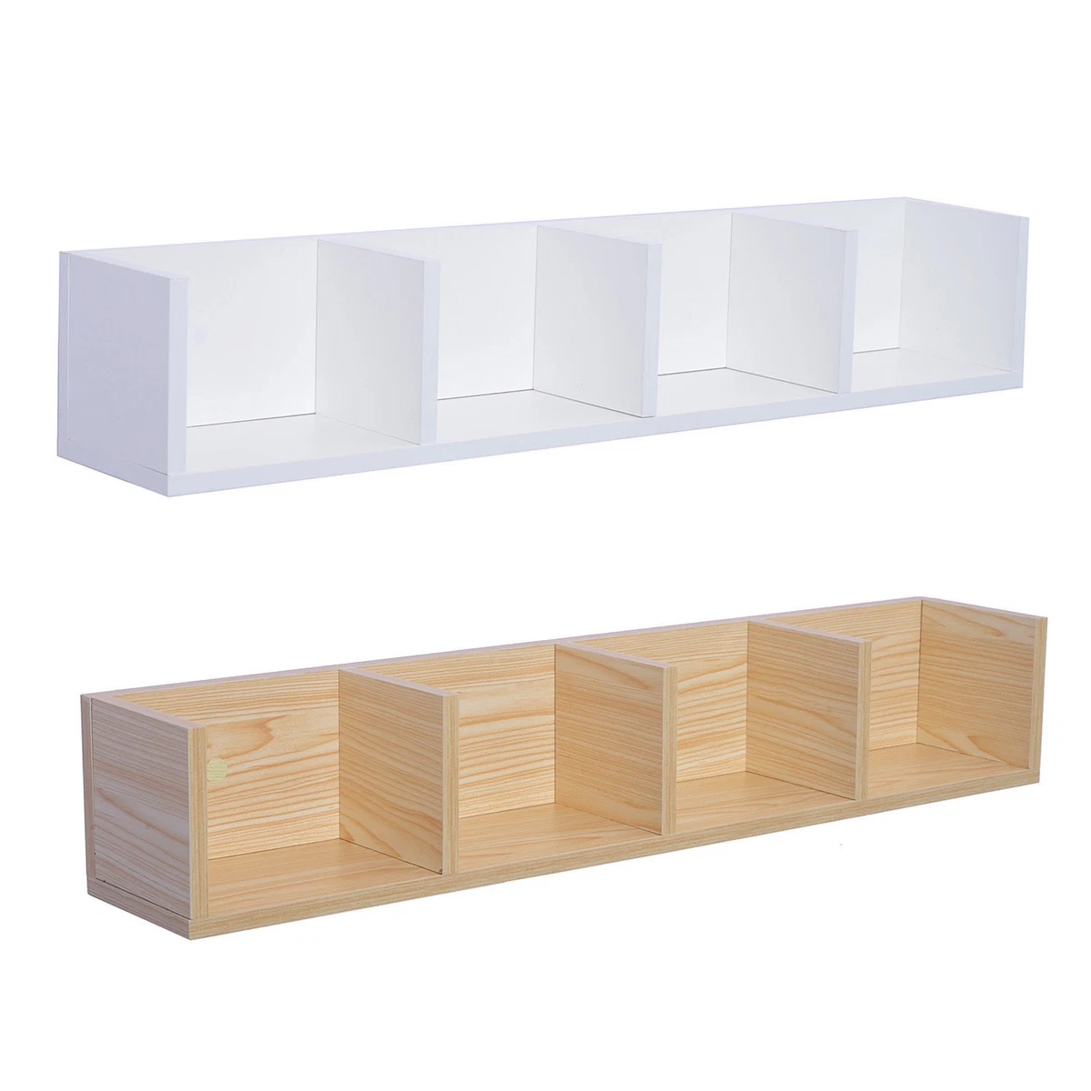 Modern Wall Mount Storage Shelf CD Media Storage Rack Wooden Unit
