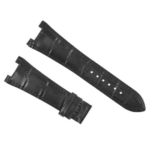 25X18MM LEATHER WATCH BAND STRAP FOR PATEK PHILLIPE NAUTILUS 5711/5712G BLACK