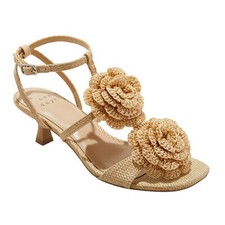 a New Day Womens Esme Floral Crochet Kitten Heels 92979007 Tan Brown 7.5M
