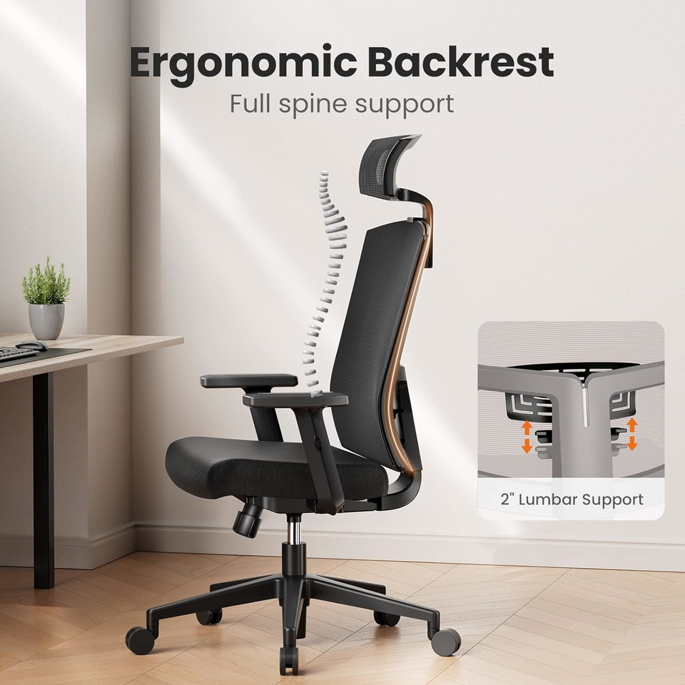 NOBLEWELL Office Chair, Desk Chair with Adjustable Lumbar Support
