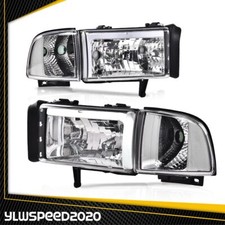 Fit For 1994-2002 Dodge Ram 1500 2500 3500 Led Drl Lhrh Headlight Lamps Pickup