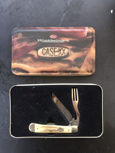 1999 CASE XX V5254HB SS VINTAGE STAG HOBO KNIFE - FORK AND KNIFE