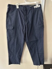 Men's Navy Cintas Comfort Flex Cargo Work Uniform Pants Size 35x31