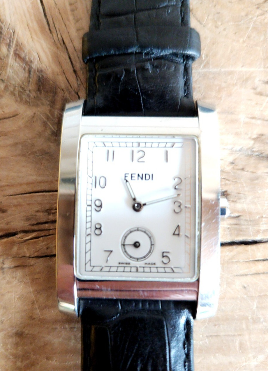 Fendi Orologi Watch Rectangular White Dial Black Stra… - Gem