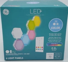 New GE LED+ Modular 6 Hexagon Color Light Panels Kit Touch Sensitive or Remote