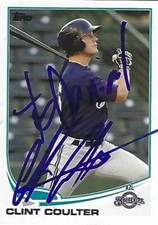 Autographed/Signed 2013 Topps Debut #164 Clint Coulter Milwaukee Brewers Tough