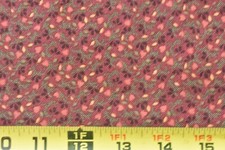 31" Long, Green Gold Calico on Burgundy Quilt Cotton, Thimbleberries, P9345