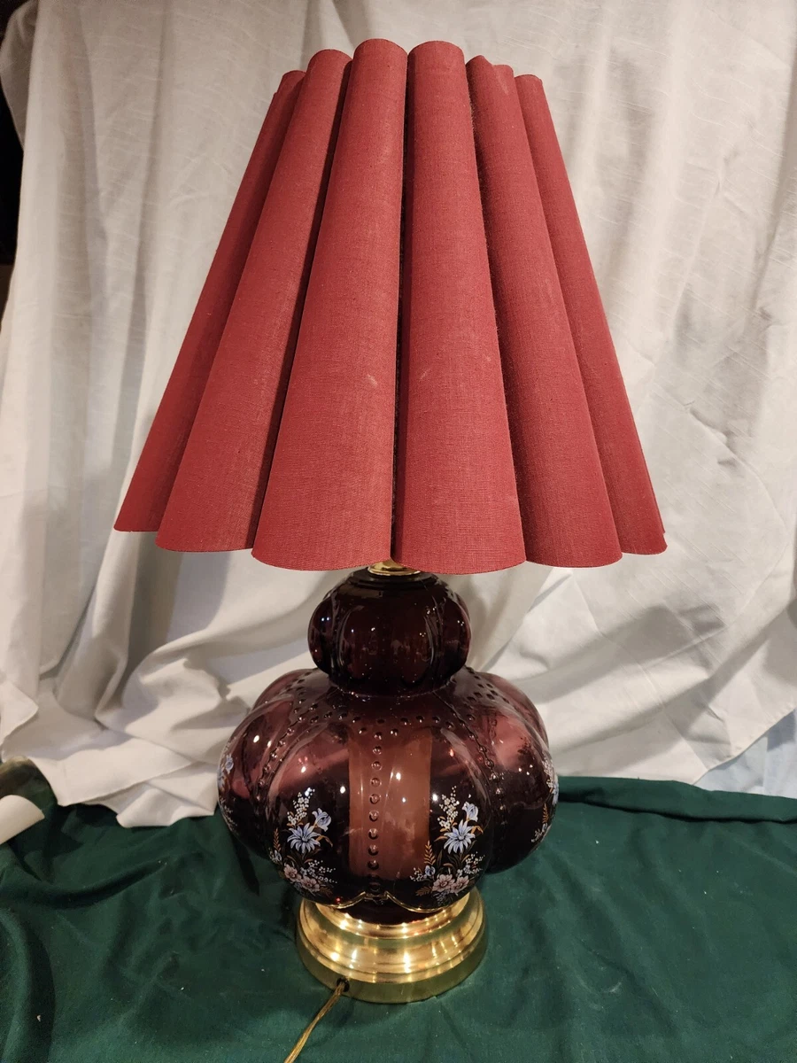 CARL FALKENSTEIN Vintage Maroon Glass Bubble Lamp Hollywood