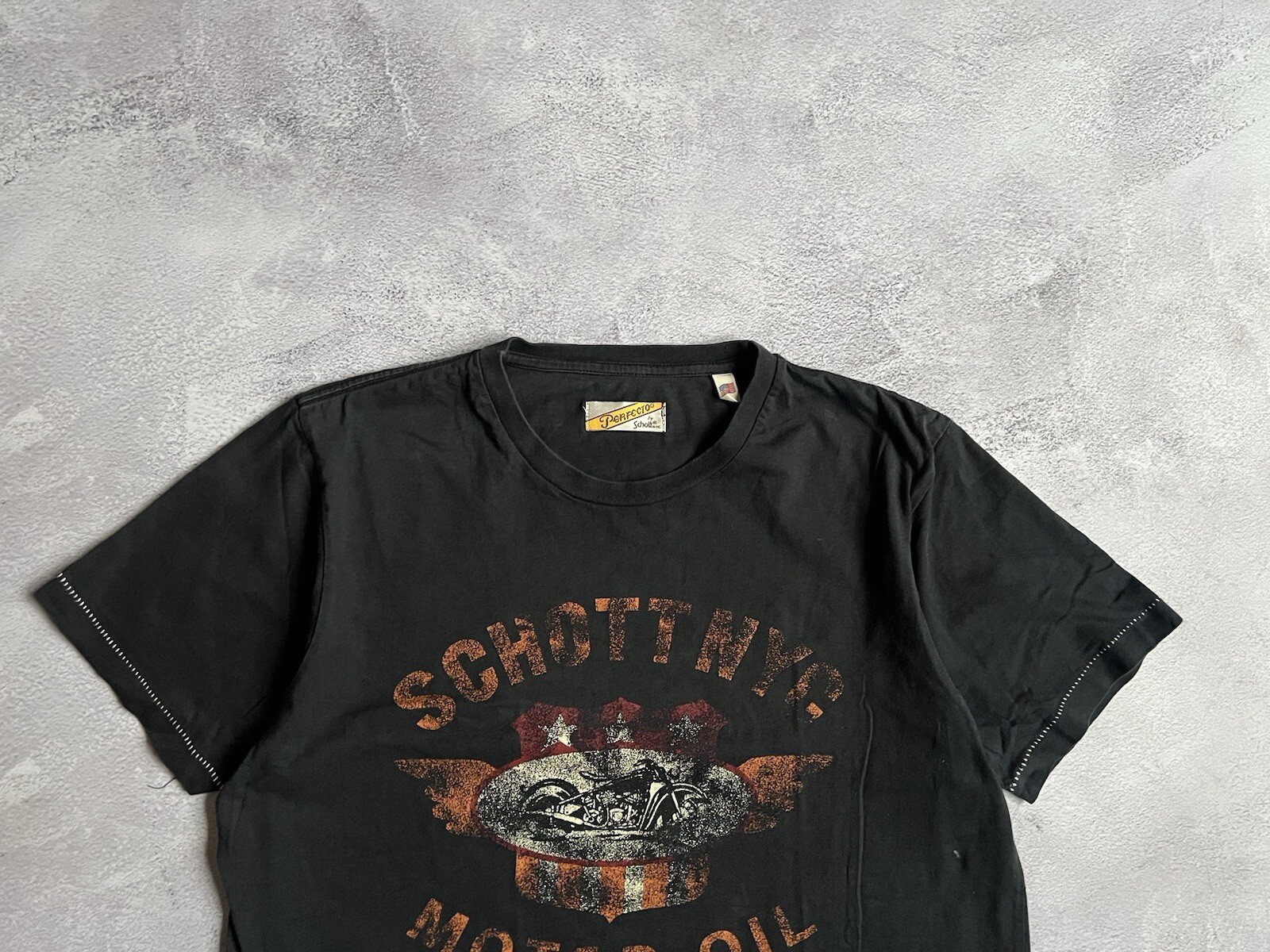 Vintage Perfecto by Schott Motor Oil Logo TShirt