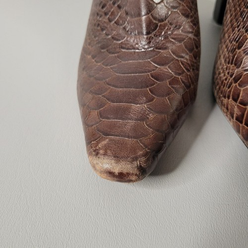 Donald Pliner Laila Booties Embossed Snakeskin Leather Dark Brown Size 8.5M - 第 7/15 張圖片