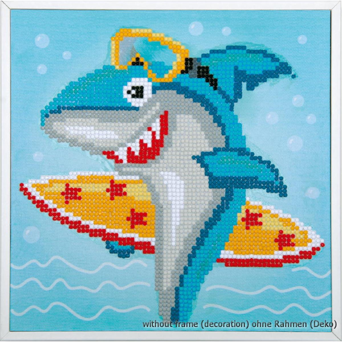 Vervaco Diamond painting kit Surfing shark, DIY