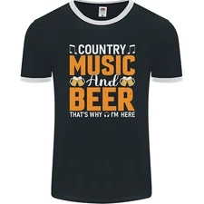 Country Music and Beer Thats Why Im Here Mens Ringer T-Shirt FotL